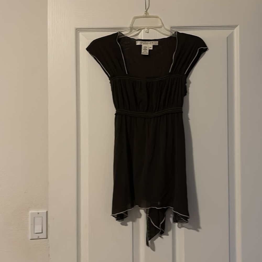 Studio M Dark Brown Mesh Top Sz SP